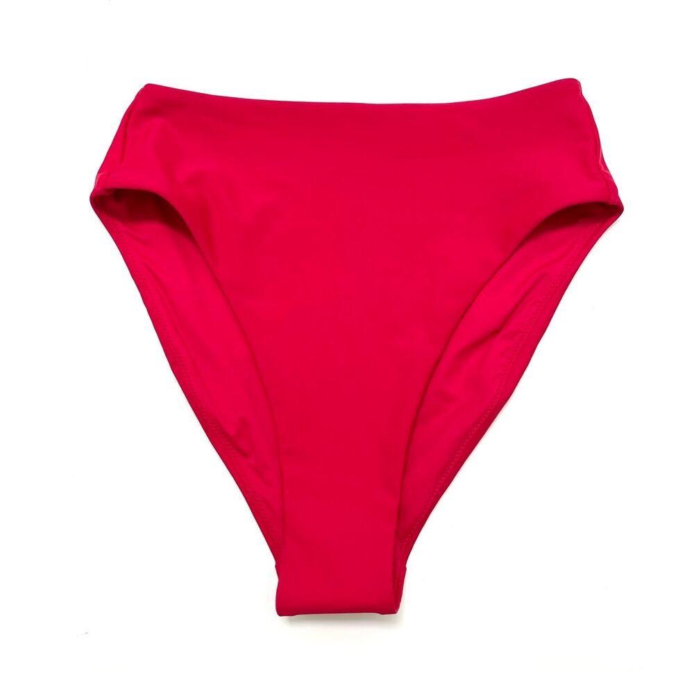 Quince Italian High-Rise High-Leg Bikini Bottom Swim Cherry Red Size XS NEW